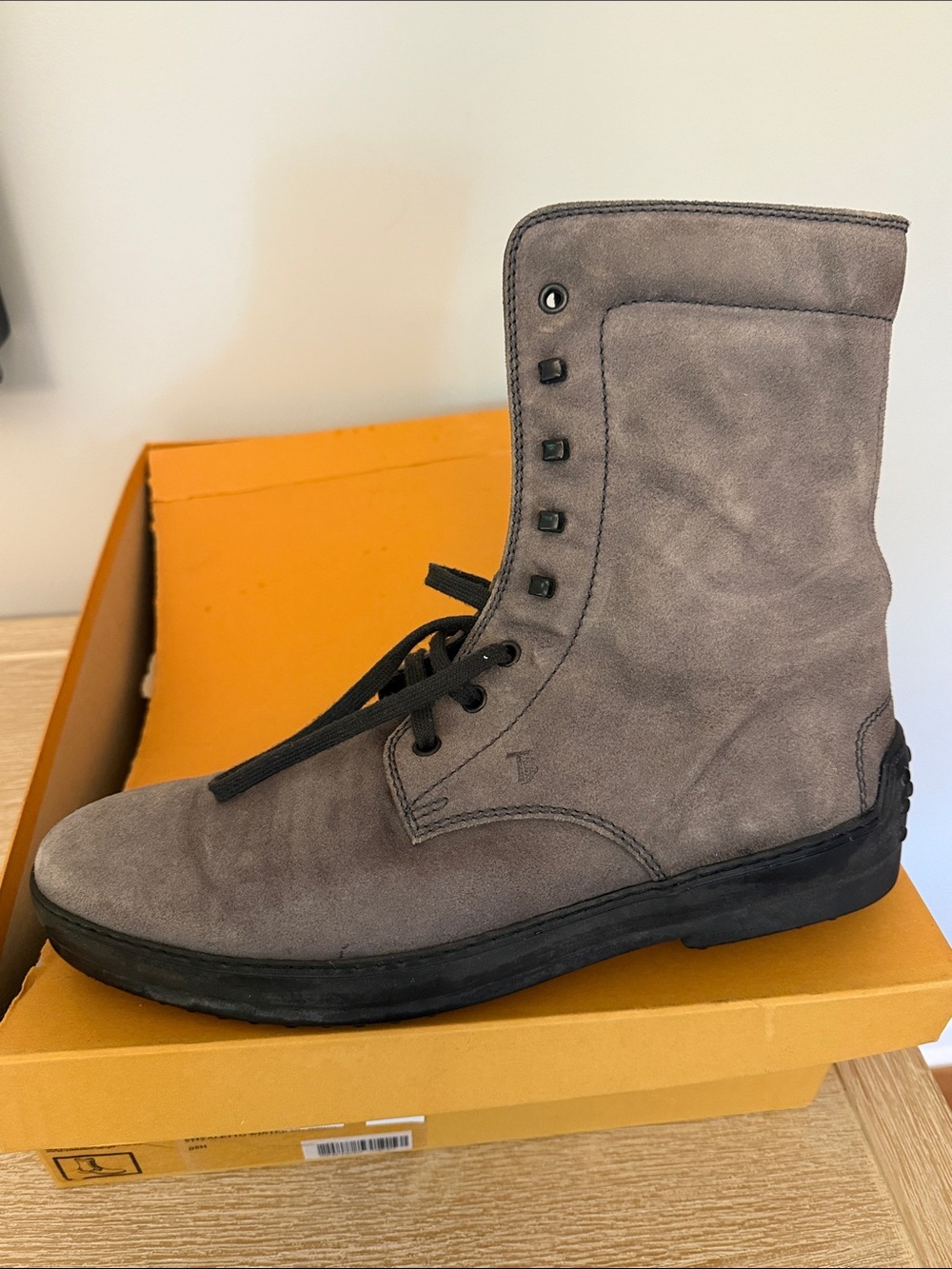 Tod's Gray Suede Lace-Up Men's Boots